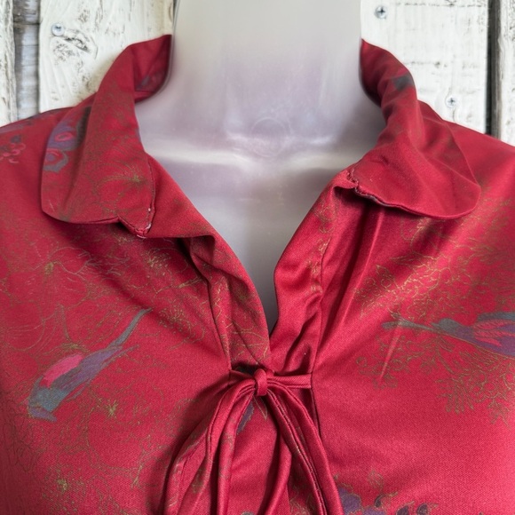 VTG 70s 80s Caribou Peasant Top Women’s Medium Maroon Butterflies Costume Prop‎ - Picture 3 of 14